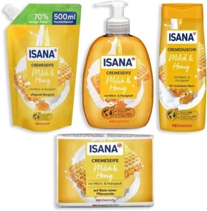 4er Set: Cremeseife Milch & Honig, Nachfüllbeutel, Cremedusche, Feste Seife - Bild 1 von 1