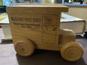 Vintage 1980 Bank On Bio Robot Wooden Truck Bank Toystalgia Inc. MN. - Bild 1 von 6