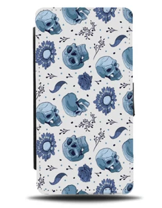 Estuche Cartera Abatible Azul Floral Calaveras Gótico Rosas Girasol M738 - Imagen 1 de 3