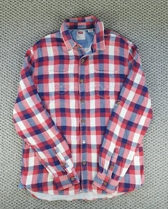 Levi's Button Up Shirt Men's M Medium Red Checkered Pockets Long Sleeve - Foto 1 di 11