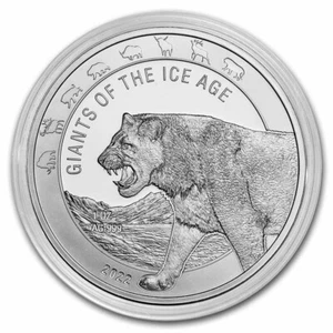 Moneda de Plata .999 León de la Edad de Hielo 2022 1 oz Ghana limitada 15.000 - Imagen 1 de 7