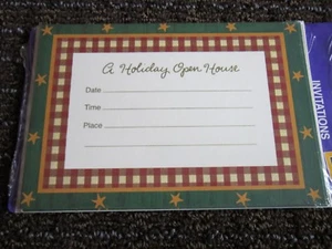 Hallmark Holiday Invitations Open House NEW Unused pack 8 Invites Folk Art Stars - Picture 1 of 9