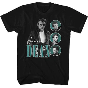 James Dean 1950's Icon Legend 3 Circle Photos Men's T Shirt - Picture 1 of 3