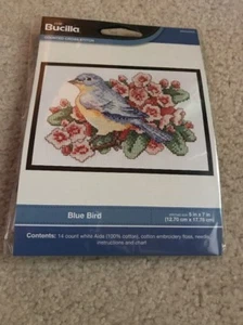 Nuevo en Paquete Kit Punto de Cruz Pájaro Azul Bucilla 7" x 5" WM46265E Perfecto Para Primavera! - Imagen 1 de 1