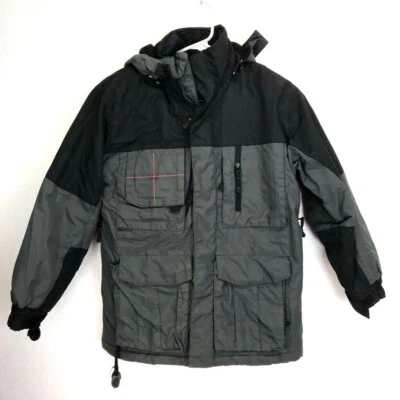 Snozu Kids Ski Jacket Gray Black Hooded Zip Up Pockets Insulated Youth L 10/12 - Image 1 of 4