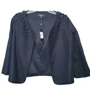 Talbots Linen/Cotton Black Tweed Open Front Long Sleeve Blazer Size 6 NWT - Picture 1 of 7