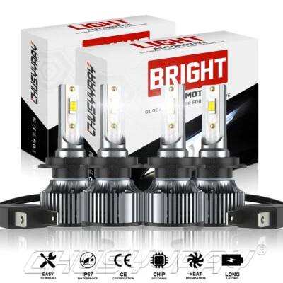 4 件 H7 LED 车头灯灯泡高低光束 6000K 适用于宝马 323i 328i 335i 340i xDrive — 第 1/4 张图片