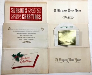 Vintage 40er Jahre Meier & Frank Kunden Wertschätzung Weihnachtskarten Lot Silvester - Bild 1 von 9