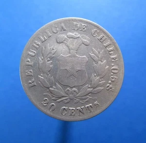 CHILE 20 CENTAVOS 1879 So SILVER CONDOR KM 138.2 #4831# - Picture 1 of 3