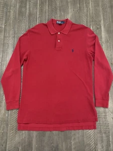 Ralph Lauren Polo Long Sleeve Shirt Red Blue Pony Mesh Men’s Size Medium - Picture 1 of 7