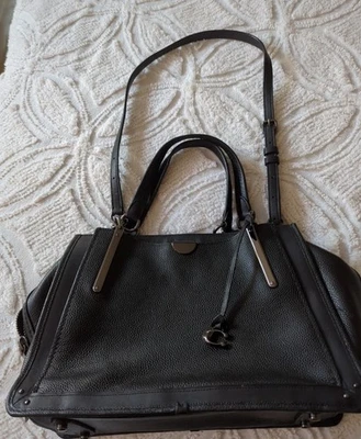 Coach Dreamer 36 38550 Black Pebble Leather Satchel Bag Purse Women  - Image 1 of 4