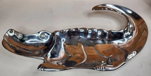 Mariposa Alligator Serving Tray Sauce Dish Recycled Aluminum 18"x10" - Picture 1 of 7