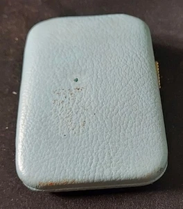 Vintage Hard Case Light Blue Lido Cowhide Buxton Key-Tainer w/ Original Papers - Picture 1 of 17