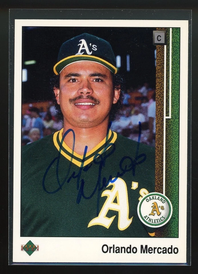 1989 Upper Deck ORLANDO MERCADO Signed Card autograph AUTO A'S ATHLETICS - Image 1 of 1
