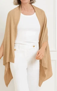 Nuovo con etichetta! Talbots maglia metallica cucita misto lino viaggio Ruana - ORO NUOVO $99 TAGLIA S - Foto 1 di 1