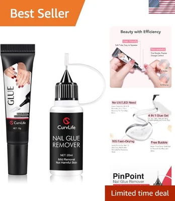 10g Semi-Solid Nail Glue with 20ml Precision Remover - Salon Results at Home - Image 1 of 4