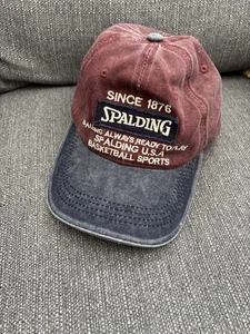 Gorra de béisbol Spalding deportiva de baloncesto borgoña vintage USADA OSFM - Imagen 1 de 3