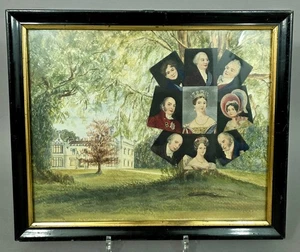 A1495 Neun Miniatur Bildnisse aus dem Adel mit Schlossansicht, England 19. Jh. - Bild 1 von 15