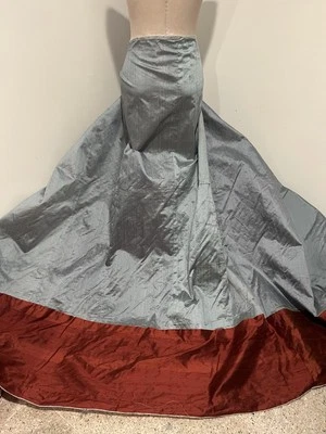 3.5 Yd Pieces of silk Dupioni fabric Stitched together fabric 54” Wide Rust Grey - Image 1 of 4