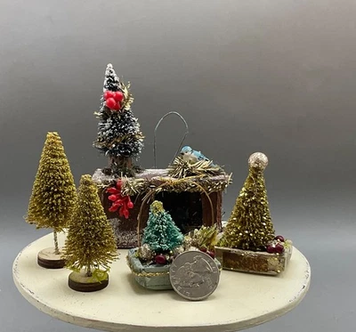 Christmas Tree Miniature Dollhouse or Christmas Village Vintage lot - Image 1 of 4