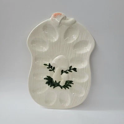 Merry Mushroom Style Deviled Egg Dish Vintage Handmade Ceramic Retro Cottagecore - Image 1 of 4