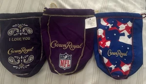Crown Royal Kordelzugbeutel NFL lila Stoff, amerikanische Farben, besticktes Wildleder - Bild 1 von 2