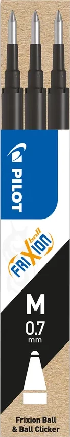 Pilot FriXion Ball/Clicker Tintenrollermine Schwarz 0,7mm M 0,4mm 3er Set - Bild 1 von 1