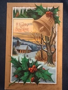 Vintage Happy New Year Embossed Postcard Unposted Divided Back - Picture 1 of 2