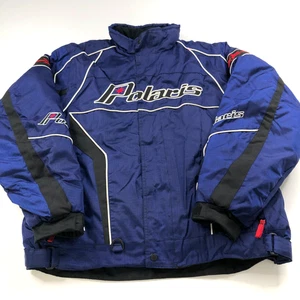 Polaris Pure Large Mens Full Zip Snowmobile Racing Mock Neck Jacket Purple Blue - Picture 1 of 17