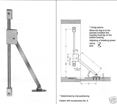 HETTICH 'EXQUISIT SS/380' FLAP STAYS, WHITE PLASTIC AND STEEL, NICKEL-PLATED