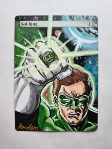 SOL RING GREEN LANTERN V3 MODIFIED MAGIC ALTERED ART HAND PAINT BY DEMIAN SOLIS - Picture 1 of 12
