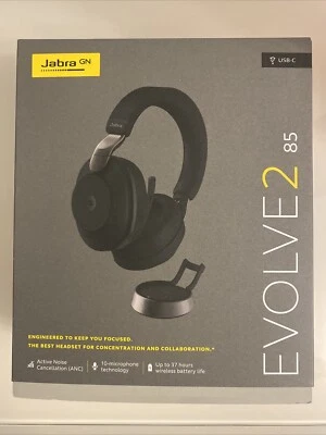 JABRA Evolve2 85 Stereo MS Bluetooth ANC LS black,37h Akkulaufzeit,BRANDNEU - Bild 1 von 4
