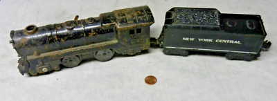 Marx O Gauge Windup Locomotive & New York Central Tender Sheetmetal 0-4-0 Runs - Image 1 of 4