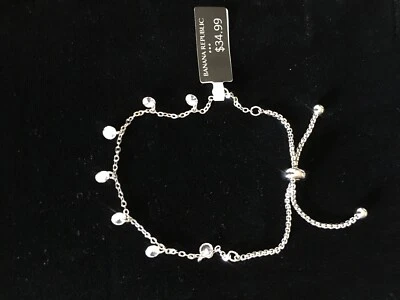 Pulsera ajustable Banana Republic plata colgante estrás ¡Hermosa! Foto 1 de 3