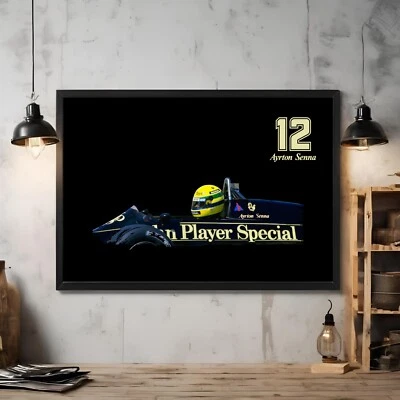 Ayrton Senna Black Poster Portugal Estoril Wall Art Print Lotus F1 Race Fan Gift - Image 1 of 2