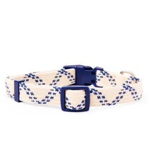 Large Youly “The Avant Garde” Zig Zag Dog Collar, Neck 16-26" Blue Cream NEW - Picture 1 of 7