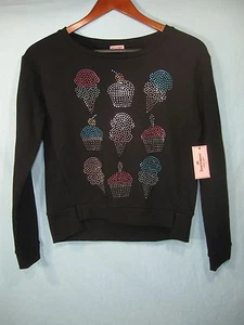 Nuevo con etiquetas Top Juicy Couture Negro Manga Larga Niñas con Helado y Cupcakes - Imagen 1 de 4