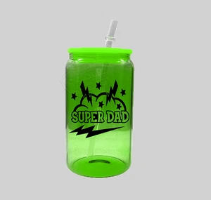Super Dad Colorful Father's Day Glass Cup 16oz - Picture 1 of 1