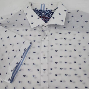 Robert Graham Shirt Mens 3XL White Blue sunglass Classic Short Sleeve Button Up - Picture 1 of 19