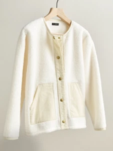 NWT J.Crew Teddy Sherpa Lady Jacket Size Medium Ivory Fleece - Picture 1 of 10