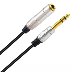 6.35mm 1/4" Male to Female TRS Stereo Headphone Guitar Extension Adapter Cable - Picture 1 of 7