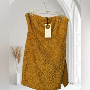 Privacy Please NEW Tatum Mini Dress Gold Coquette Sexy Evening Large - Picture 1 of 13