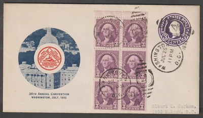US 720b George Washington booklet pane FDC 1932 - Image 1 of 2