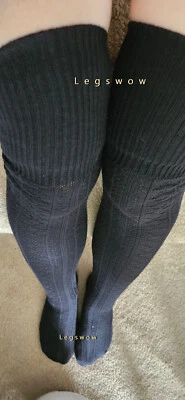Cable Knit Over The Knee Socks Thigh High 7 Colors School Girl Boot OTK Cosplay - Image 1 of 4