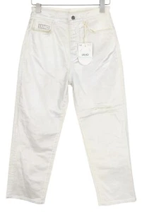 Liu Jo Reseda Damen Jeans 42 Weiß Glänzend Knöchellang Regular Fit Zip Fly Logo - Bild 1 von 8