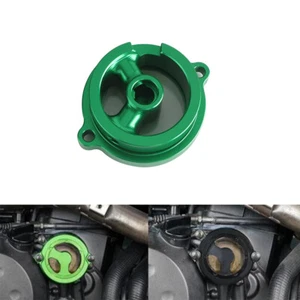 Aluminum Green Engine Oil Filter Clear Cover Cap For Kawasaki KLR650 1987-2022 - Picture 1 of 7