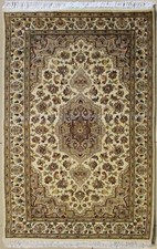 Rugstc 3x5 Senneh Pak Persian White  Rug, Hand-Knotted,Floral with Silk/Wool