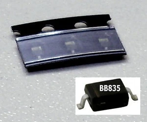 3 Stück BB 835 (BB835)  Kapazitäts-Dioden / SOD-323 / bis 2.8 GHz (M2830) - Picture 1 of 1