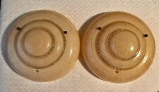 Vintage Round Flush Mount Pink Frosted Embossed Glass Light Shade Set of 2 EUC 