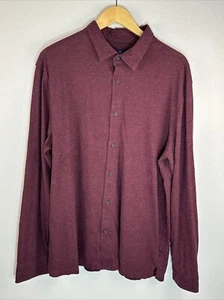 GEORGE Mens Long Sleeve T-Shirt Burgundy Button Down Collared Stretch Cotton XL - Picture 1 of 8